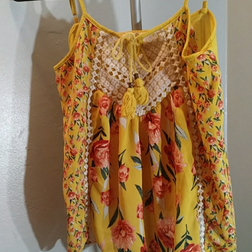 Yellow floral tank top